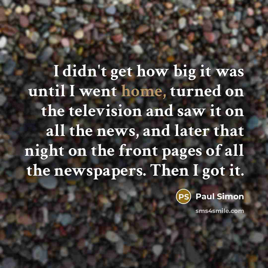 “I didn't get how big it was until I went…” quote by Paul Simon