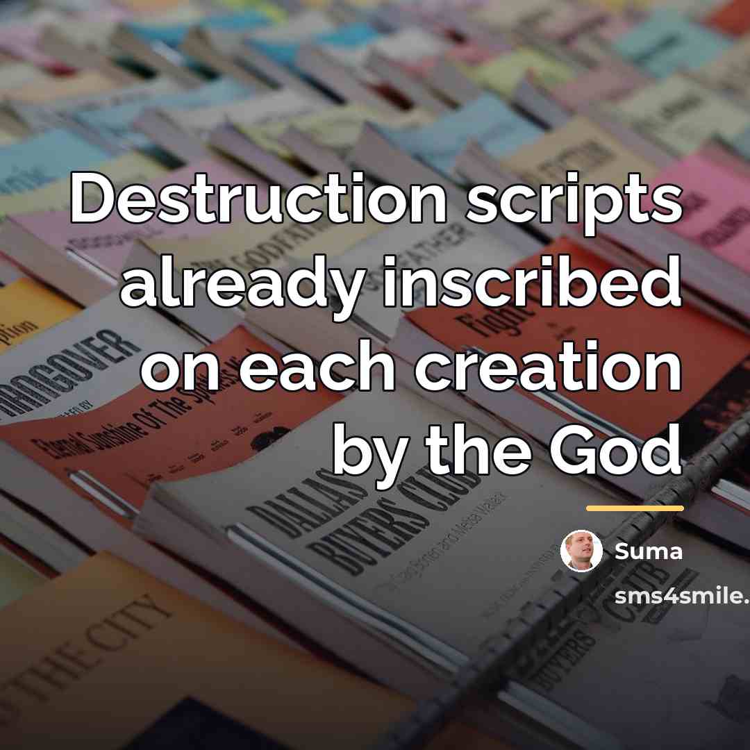 “Destruction scripts already inscribed on each creation by the God…” quote by Suma