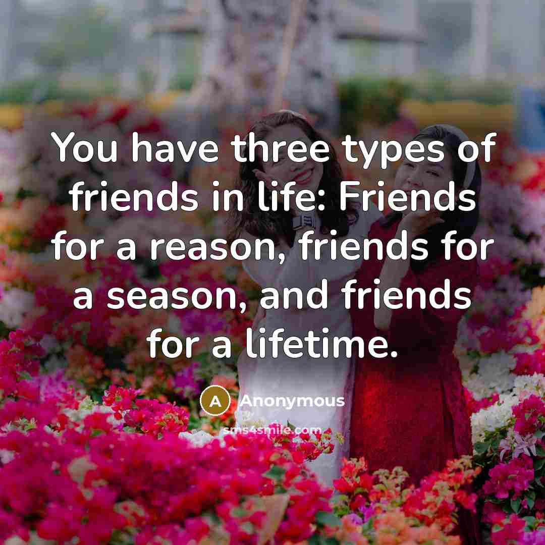 “You have three types of friends in life: Friends for…” quote by Anonymous