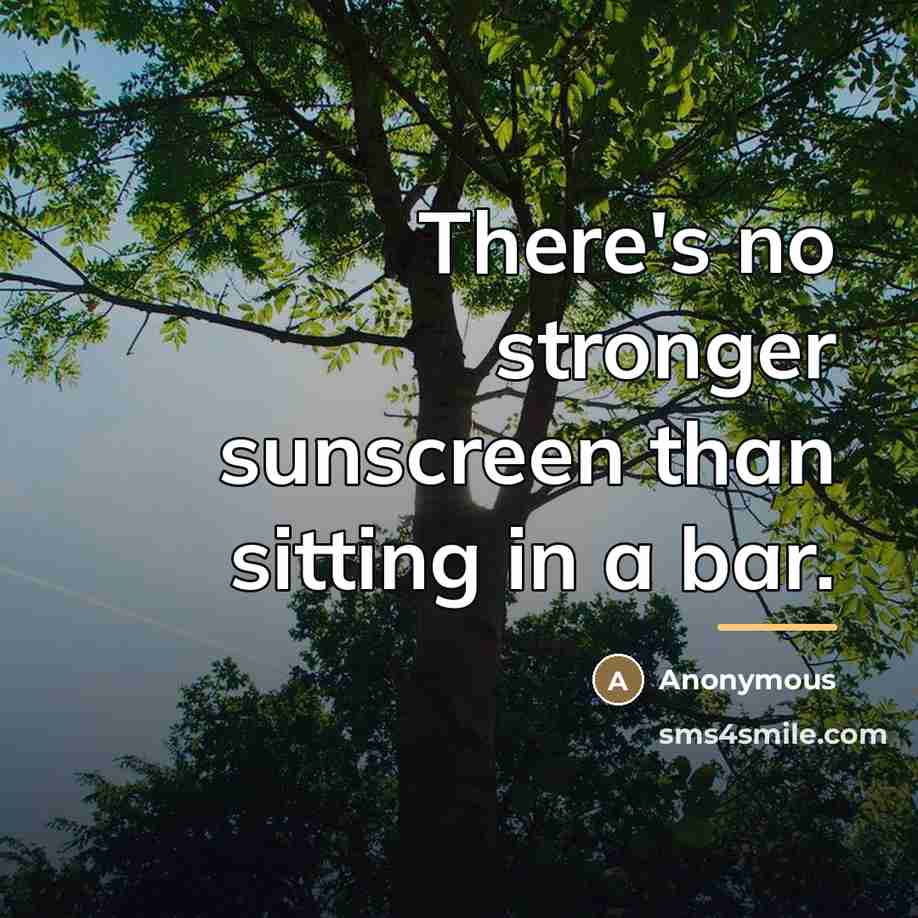 “There's no stronger sunscreen than sitting in a bar.…” quote by Anonymous