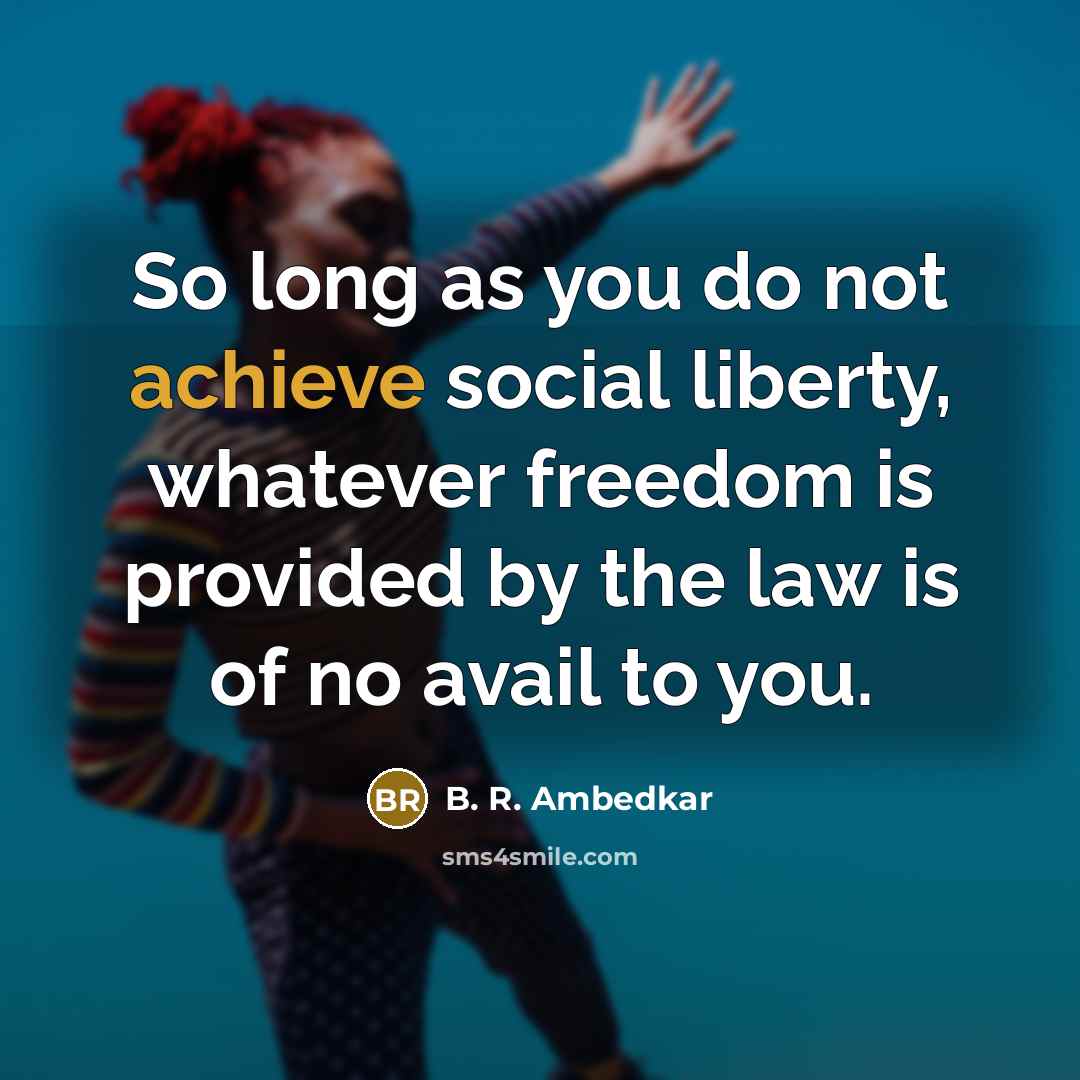 “So long as you do not achieve social liberty, whatever…” quote by B. R. Ambedkar
