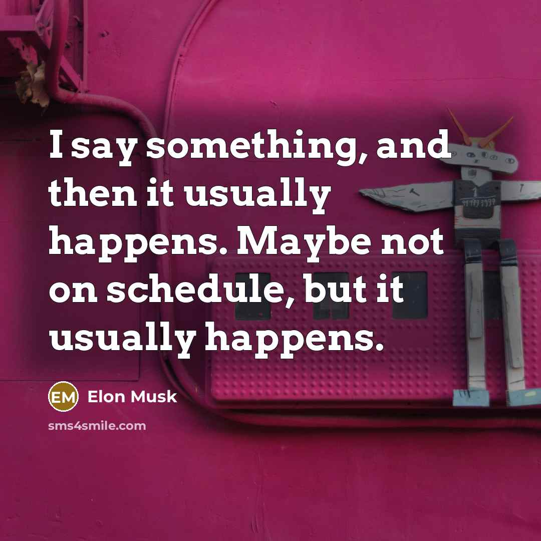 “I say something, and then it usually happens. Maybe not…” quote by Elon Musk