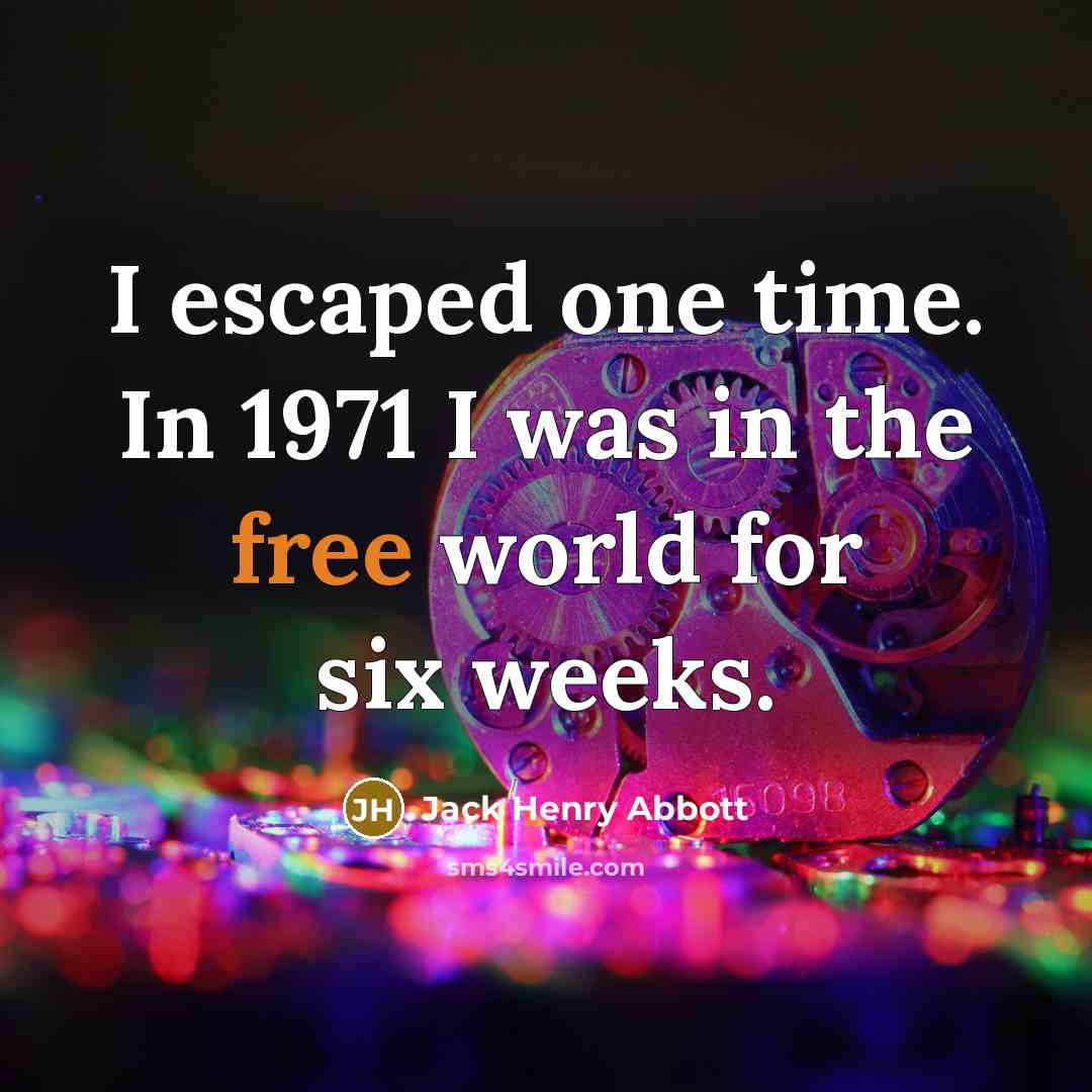 “I escaped one time. In 1971 I was in the…” quote by Jack Henry Abbott