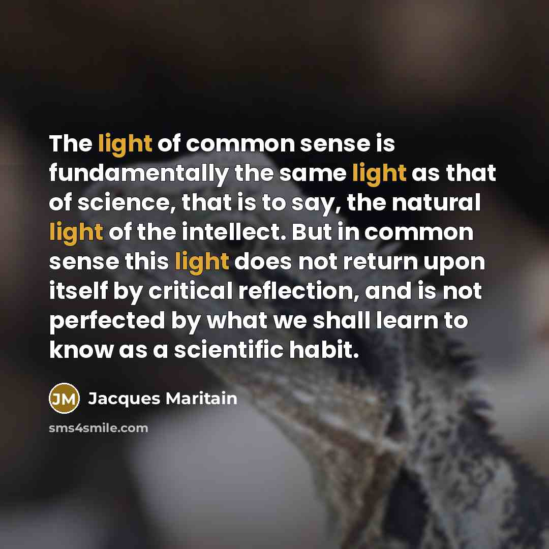 “The light of common sense is fundamentally the same light…” quote by Jacques Maritain