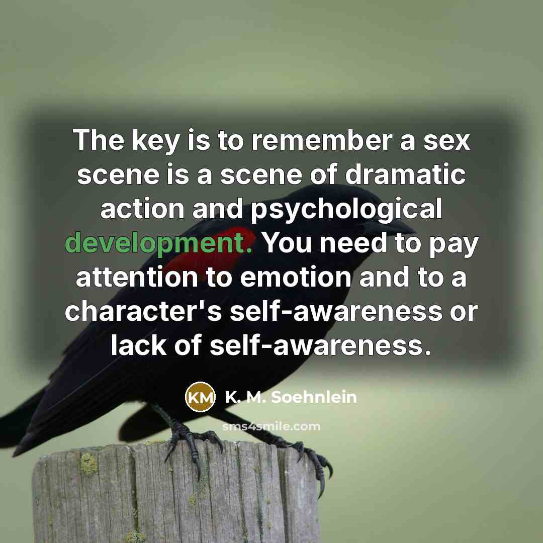 “The key is to remember a sex scene is a…” quote by K. M. Soehnlein