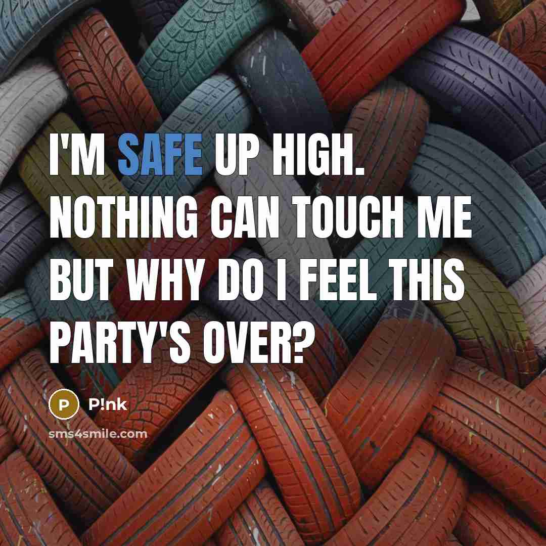 “I'm safe up high. Nothing can touch me but why…” quote by P!nk