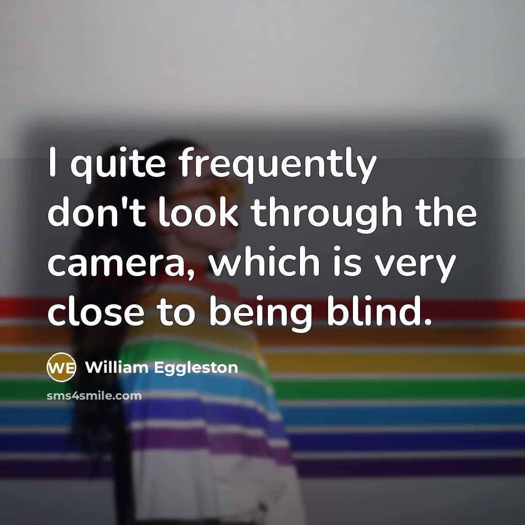 “I quite frequently don't look through the camera, which is…” quote by William Eggleston