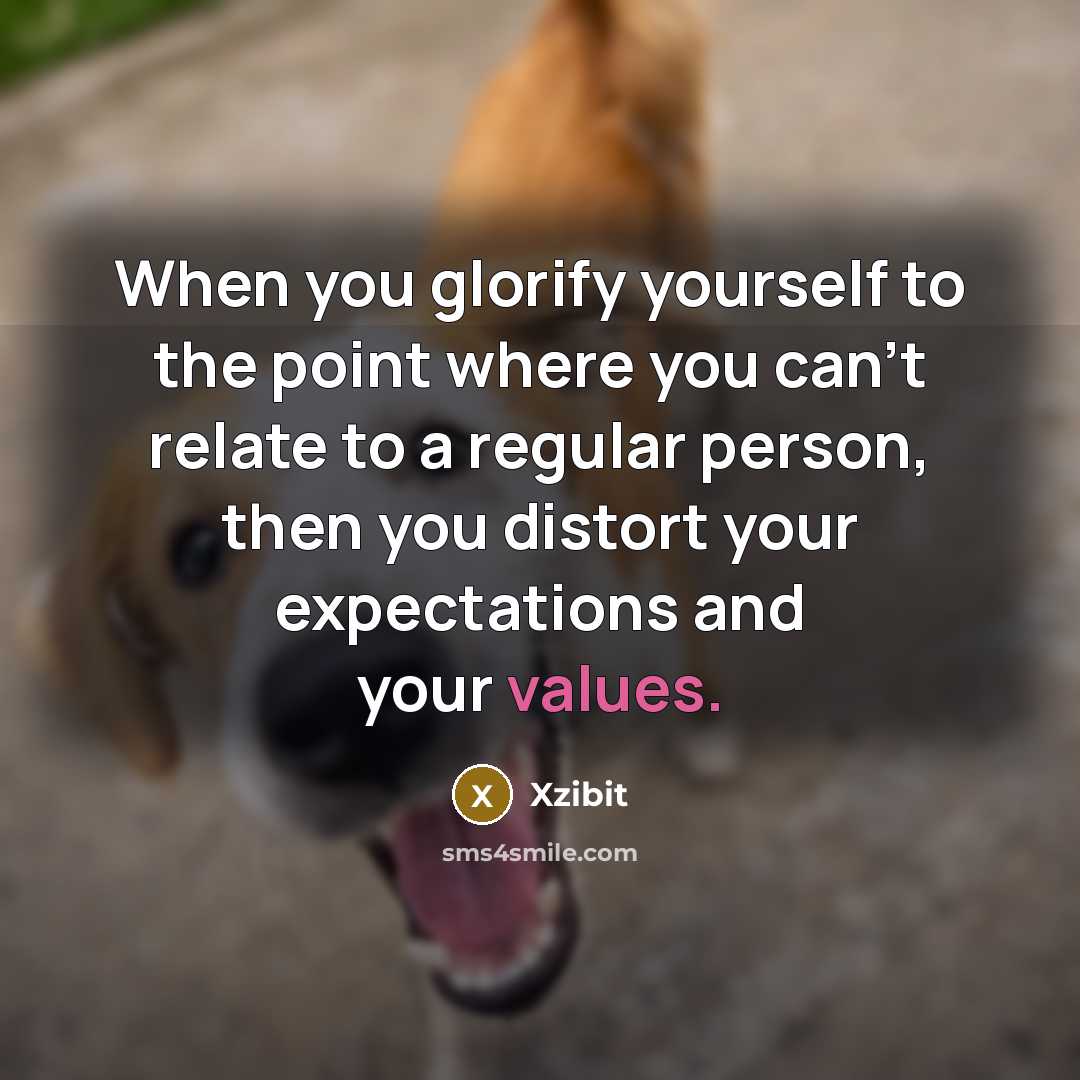 “When you glorify yourself to the point where you can't relate to a regular person, then you distort your expectations and your values.” quote by Xzibit
