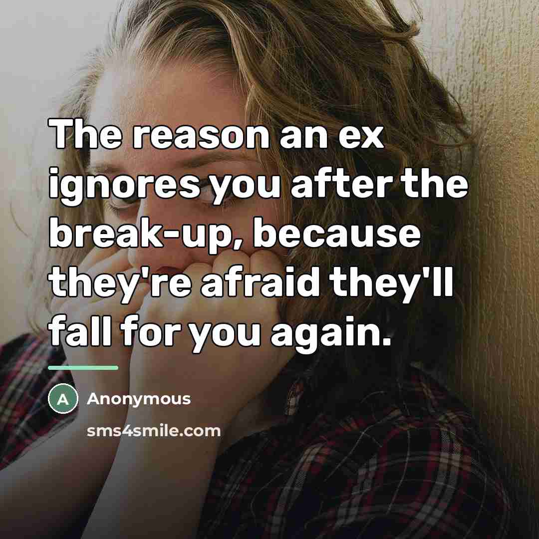 “The reason an ex ignores you after the break-up, because…” quote by Anonymous