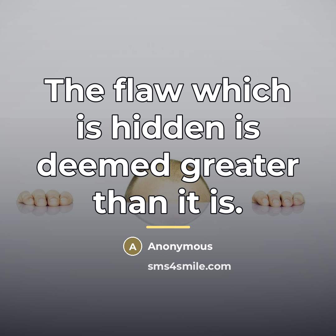 “The flaw which is hidden is deemed greater than it…” quote by Anonymous