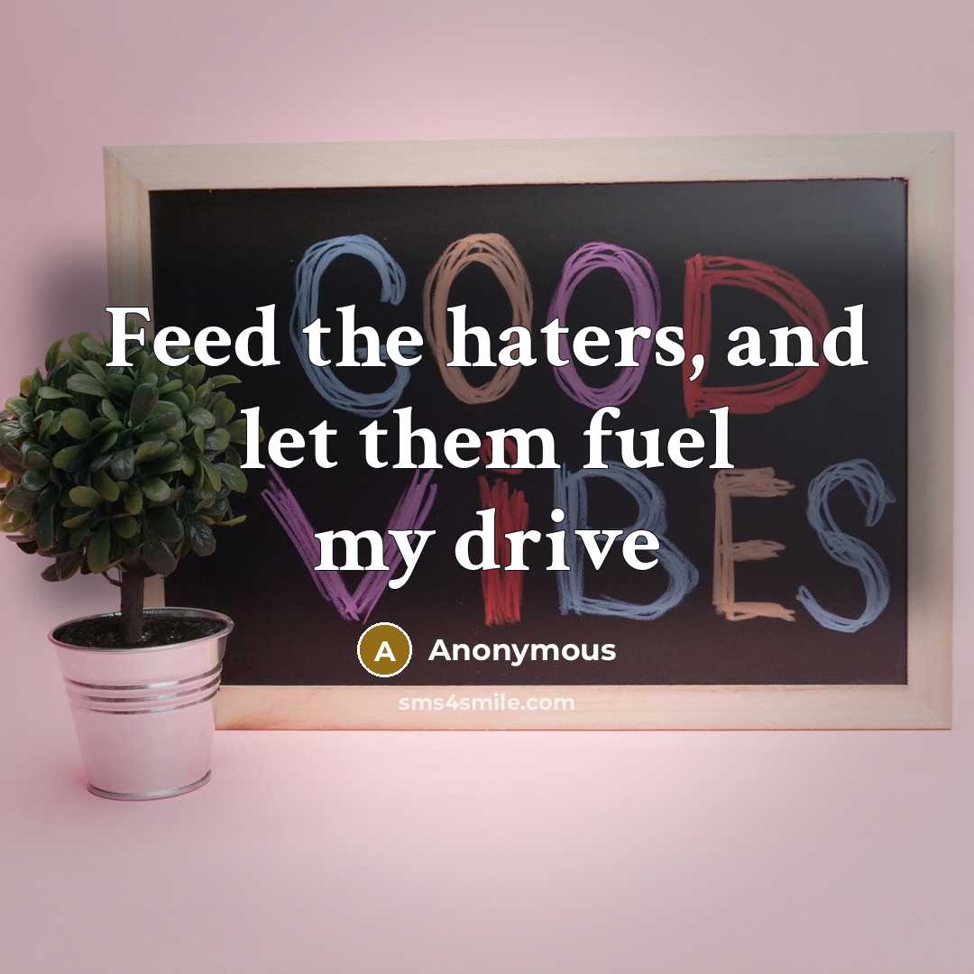 “Feed the haters, and let them fuel my drive…” quote by Anonymous