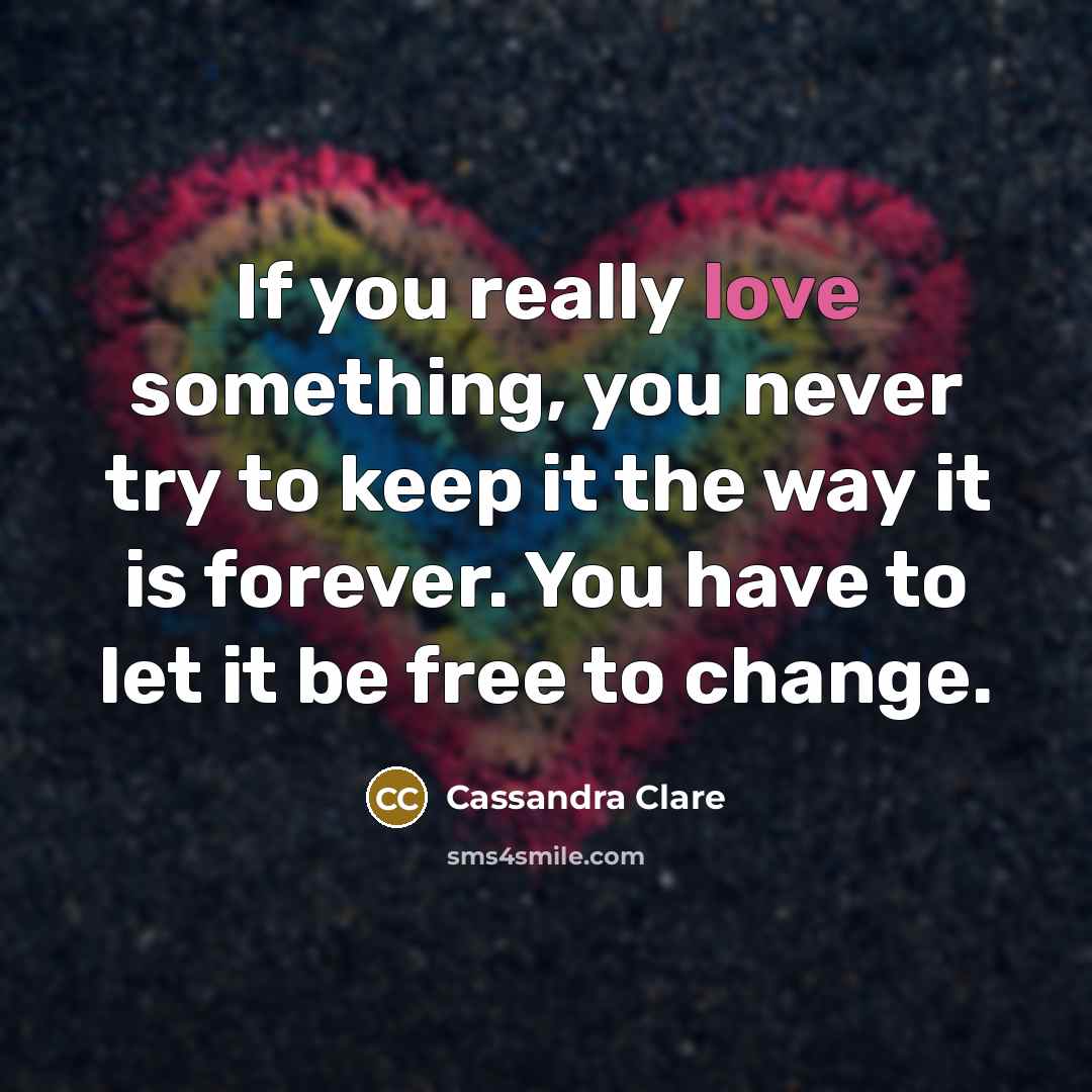 “If you really love something, you never try to keep…” quote by Cassandra Clare