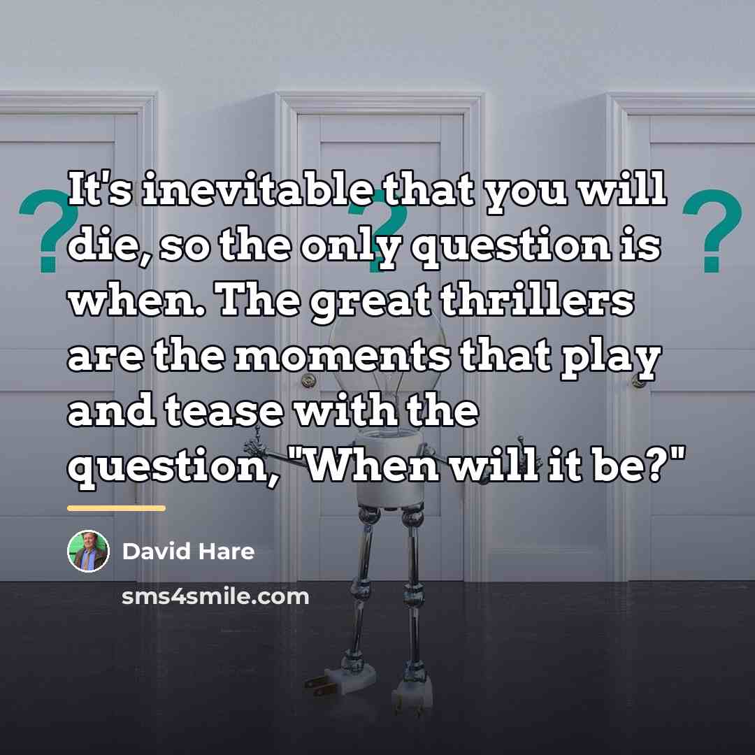 “It's inevitable that you will die, so the only question…” quote by David Hare