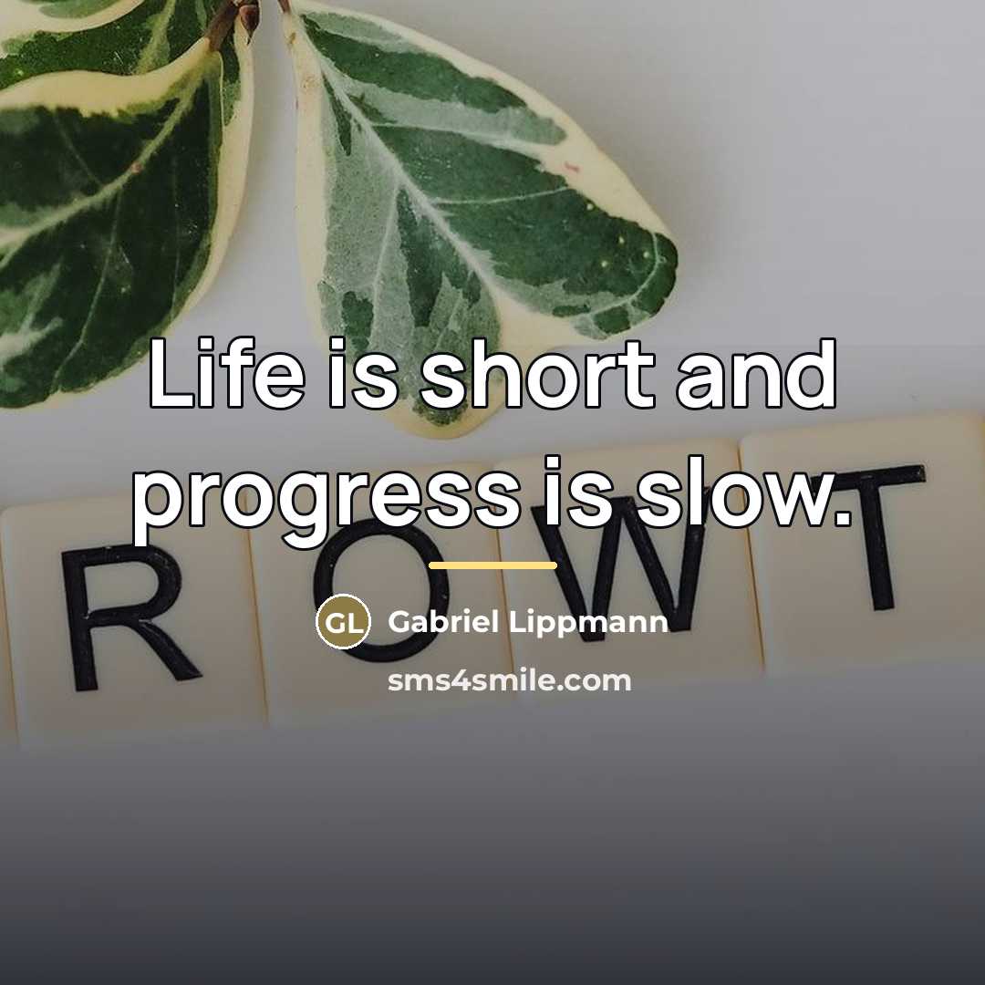 “Life is short and progress is slow.…” quote by Gabriel Lippmann