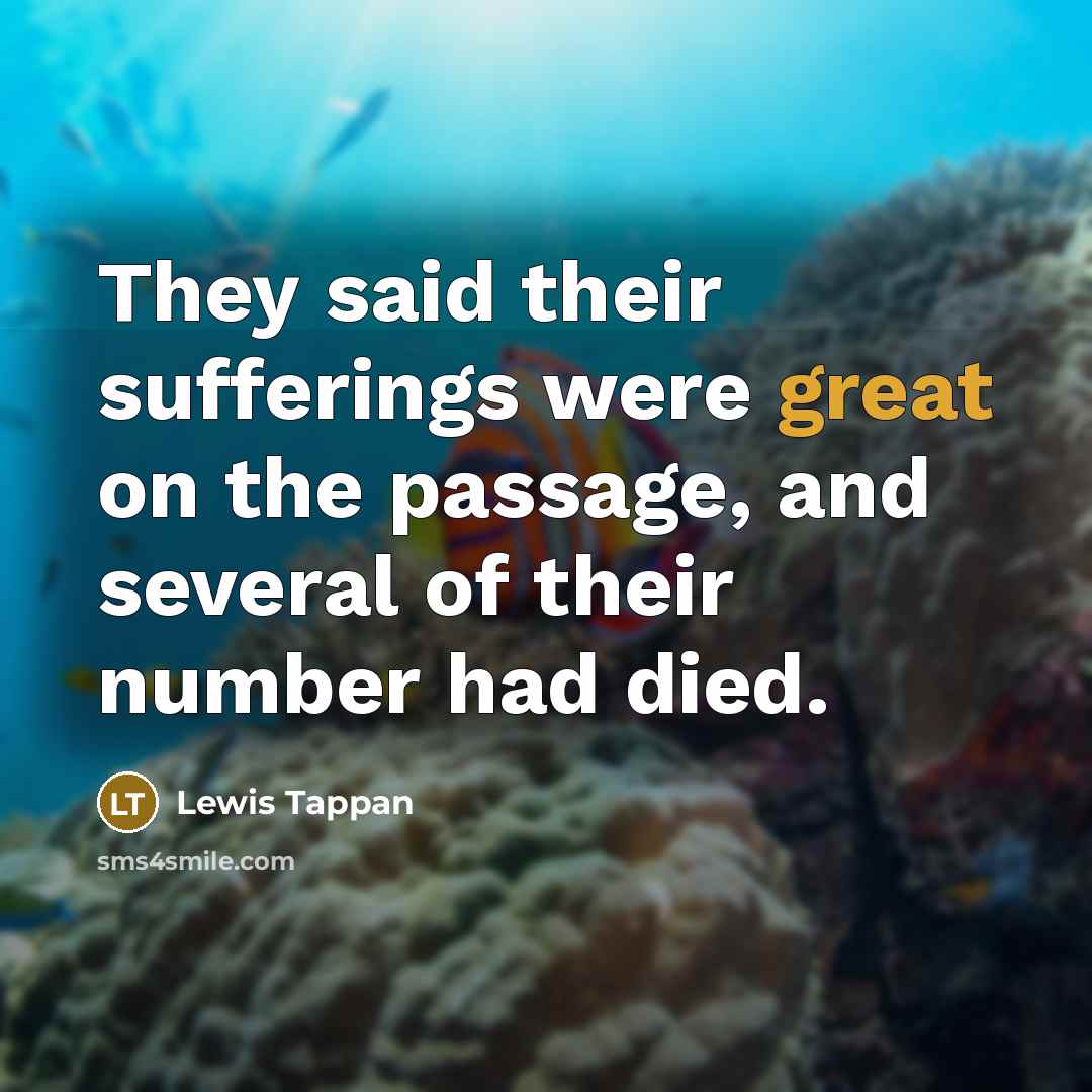 “They said their sufferings were great on the passage, and…” quote by Lewis Tappan