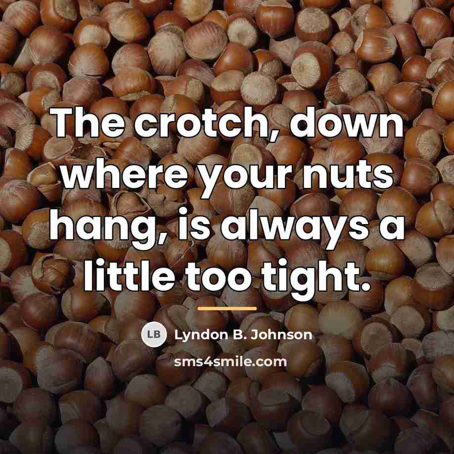 “The crotch, down where your nuts hang, is always a…” quote by Lyndon B. Johnson