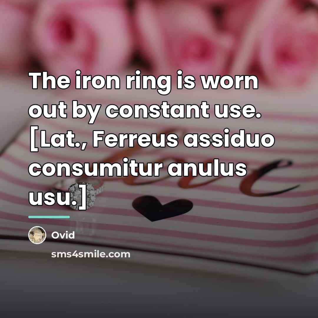 “The iron ring is worn out by constant use. [Lat.,…” quote by Ovid