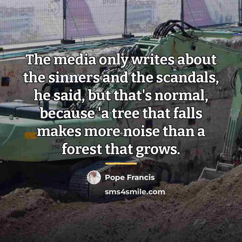 “The media only writes about the sinners and the scandals,…” quote by Pope Francis