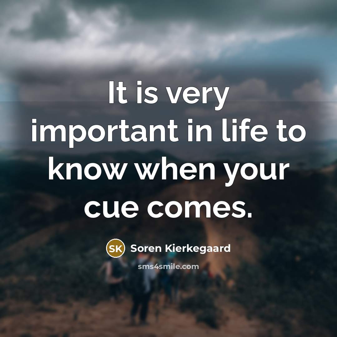 “It is very important in life to know when your…” quote by Soren Kierkegaard