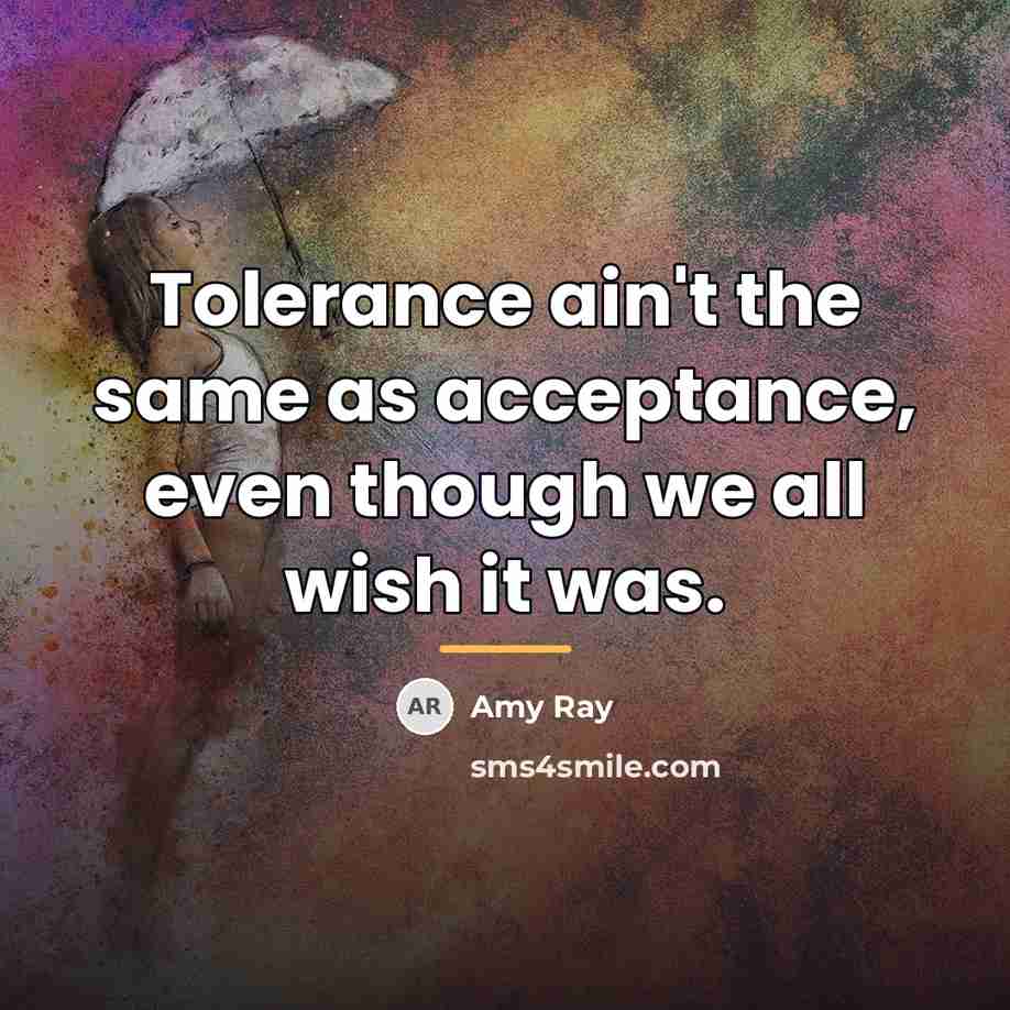 “Tolerance ain't the same as acceptance, even though we all…” quote by Amy Ray