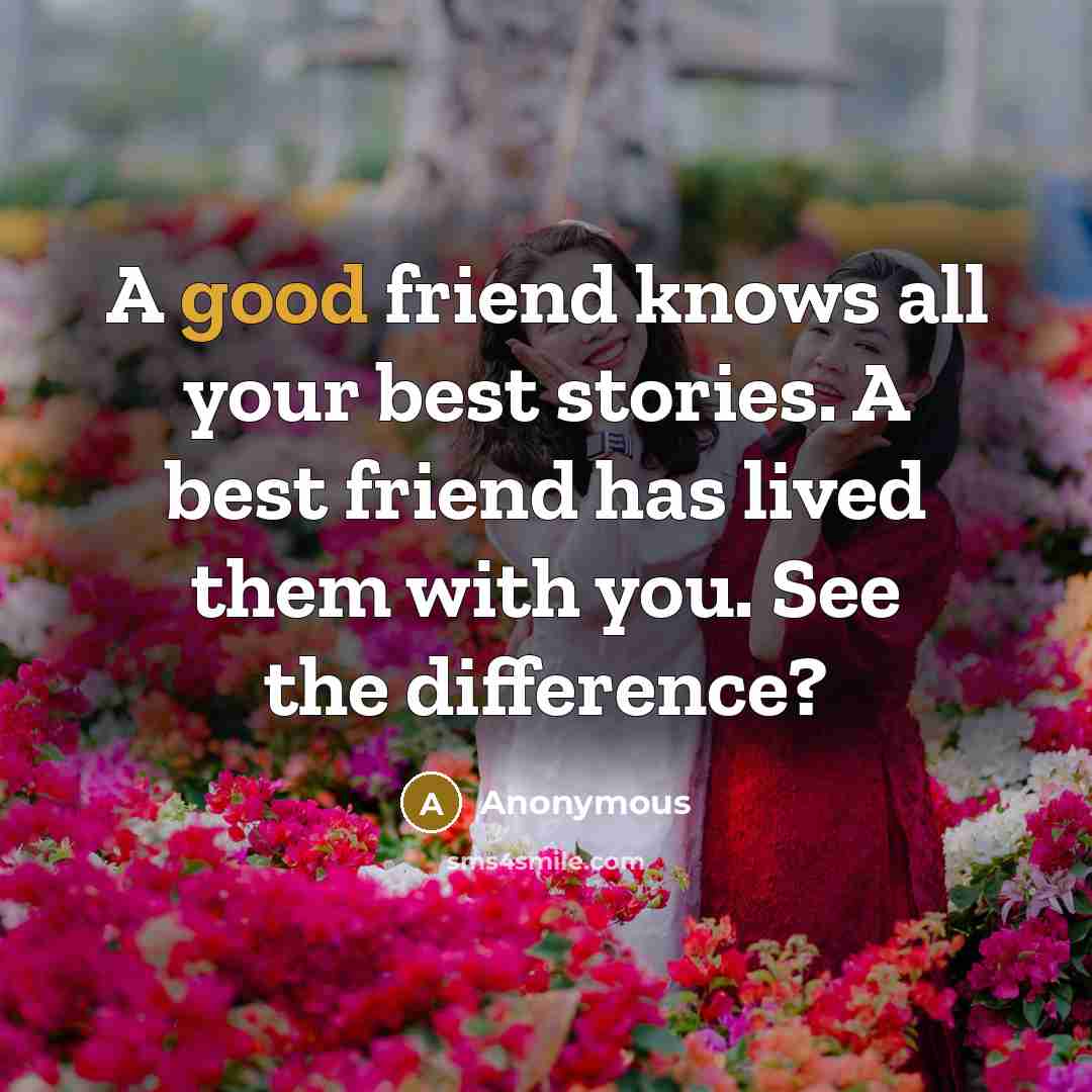 “A good friend knows all your best stories. A best…” quote by Anonymous