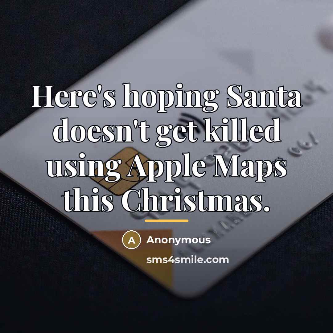 “Here's hoping Santa doesn't get killed using Apple Maps this…” quote by Anonymous
