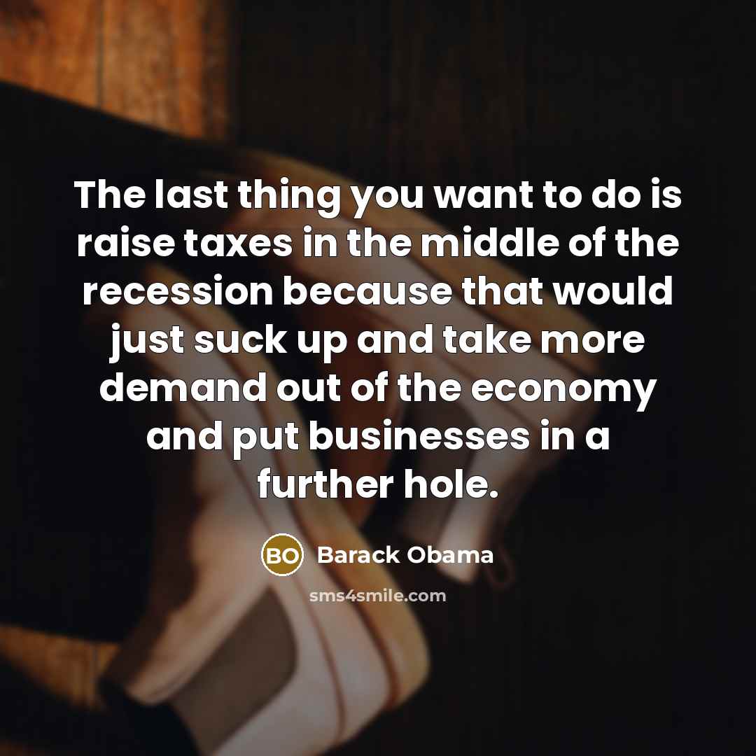 “The last thing you want to do is raise taxes…” quote by Barack Obama