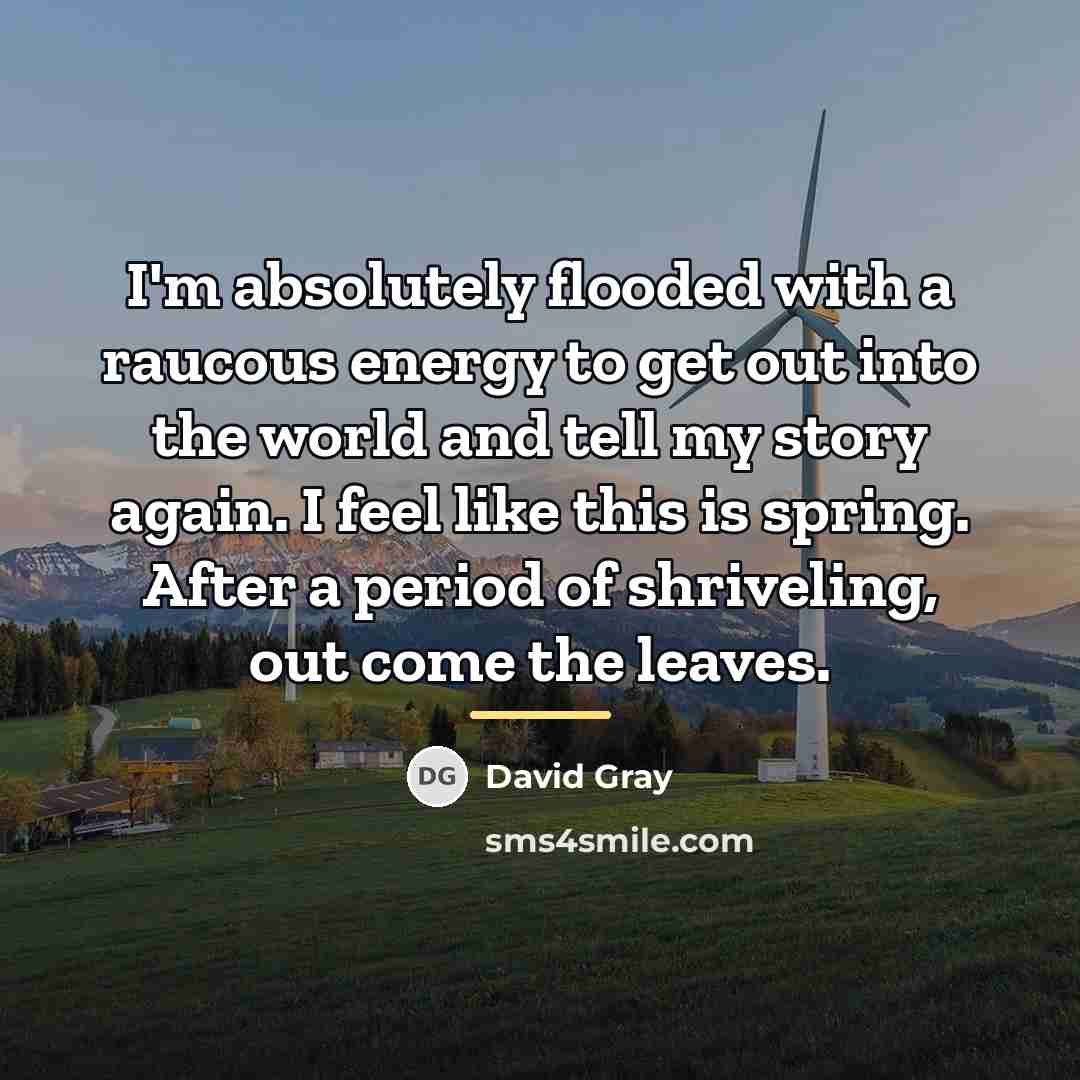 “I'm absolutely flooded with a raucous energy to get out…” quote by David Gray