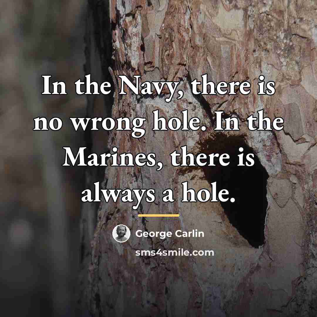 “In the Navy, there is no wrong hole. In the…” quote by George Carlin