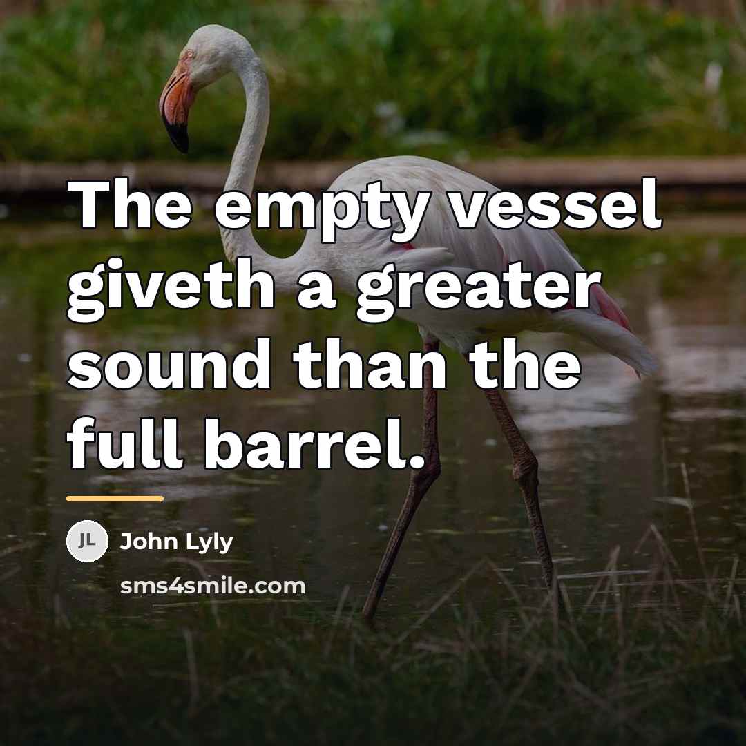 “The empty vessel giveth a greater sound than the full…” quote by John Lyly