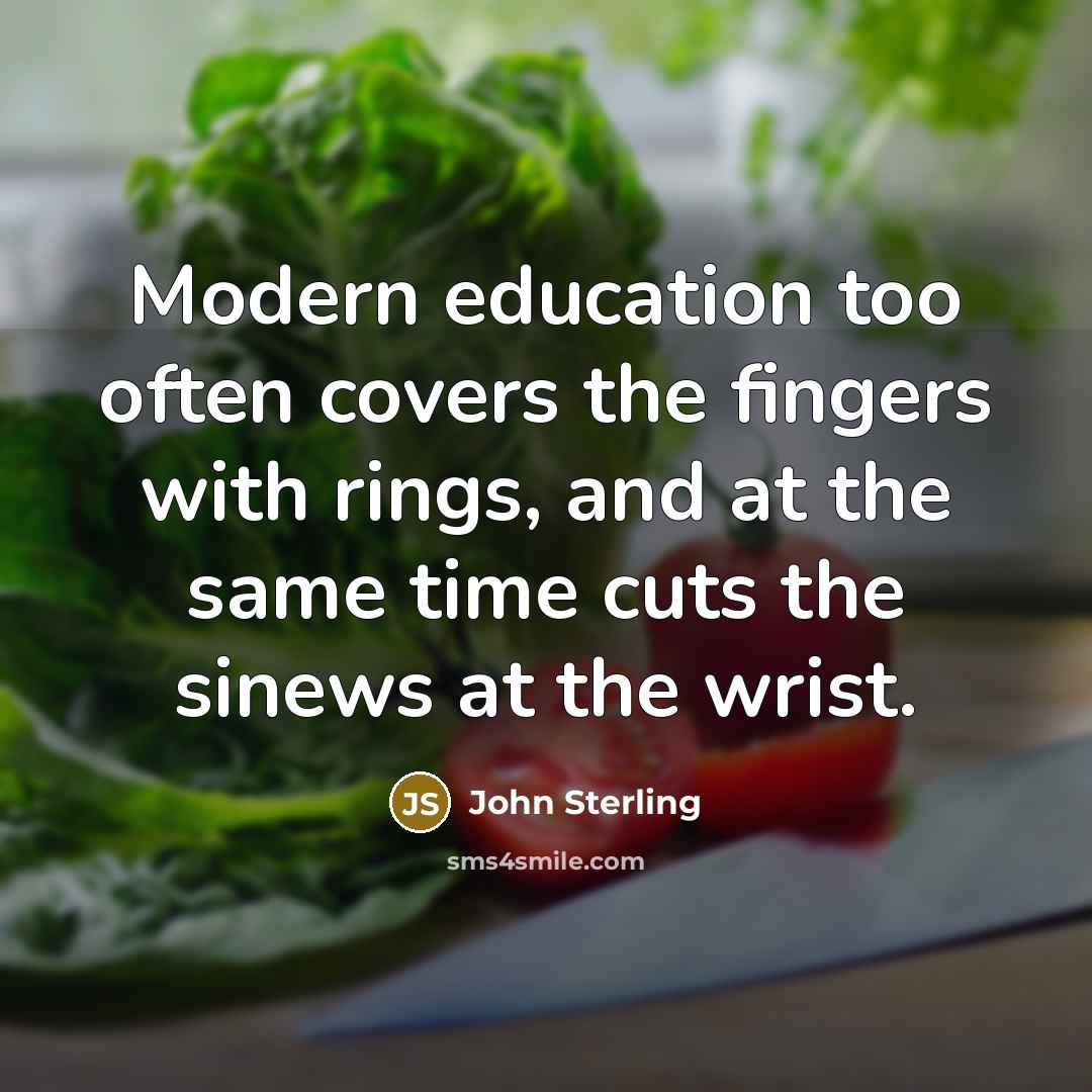 “Modern education too often covers the fingers with rings, and…” quote by John Sterling