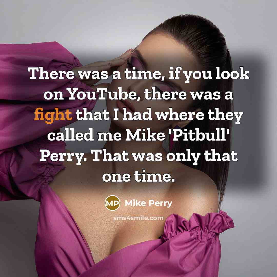 “There was a time, if you look on YouTube, there…” quote by Mike Perry