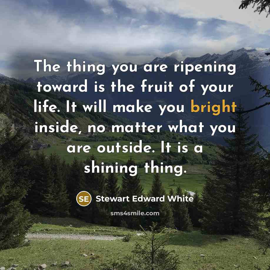 “The thing you are ripening toward is the fruit of…” quote by Stewart Edward White
