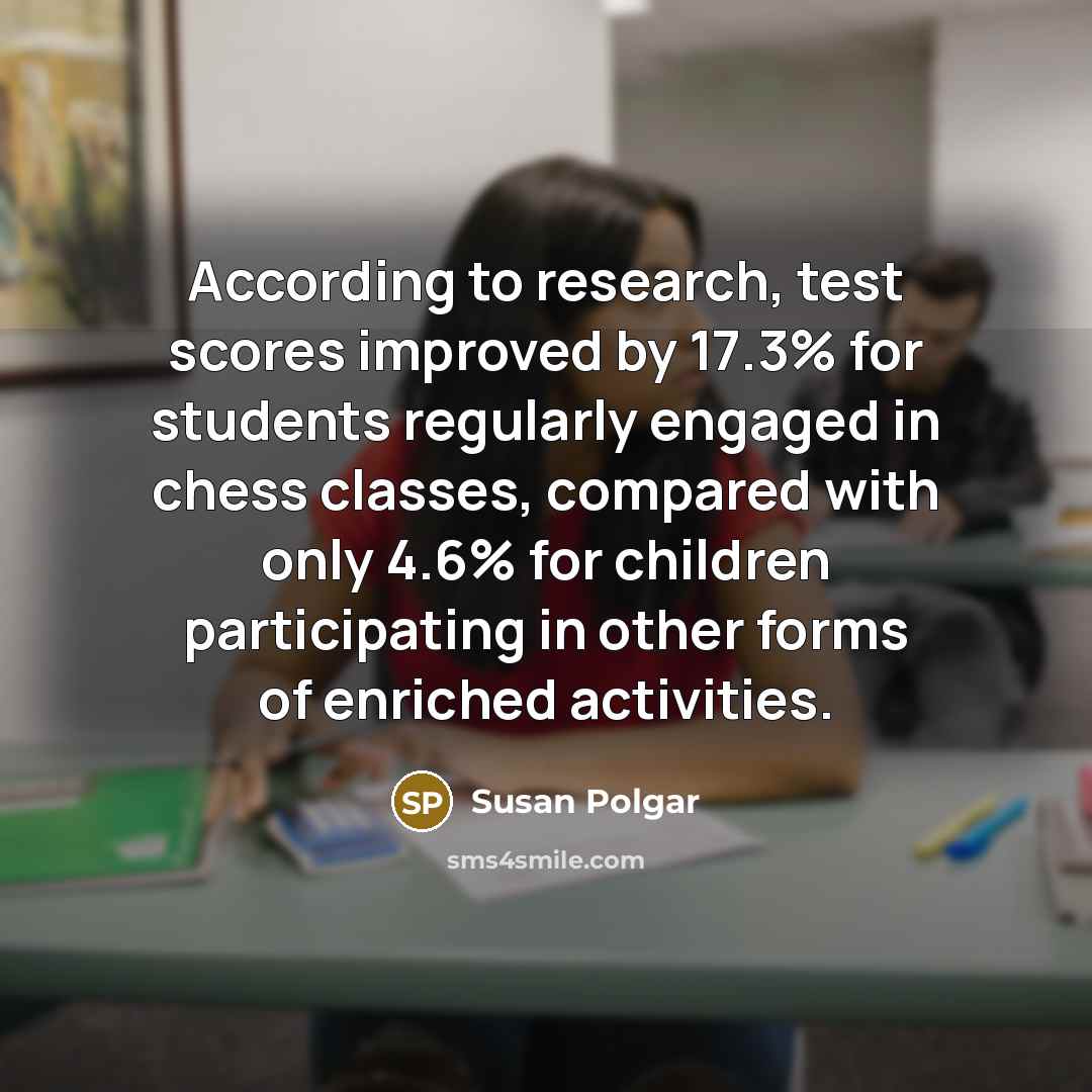 “According to research, test scores improved by 17.3% for students…” quote by Susan Polgar