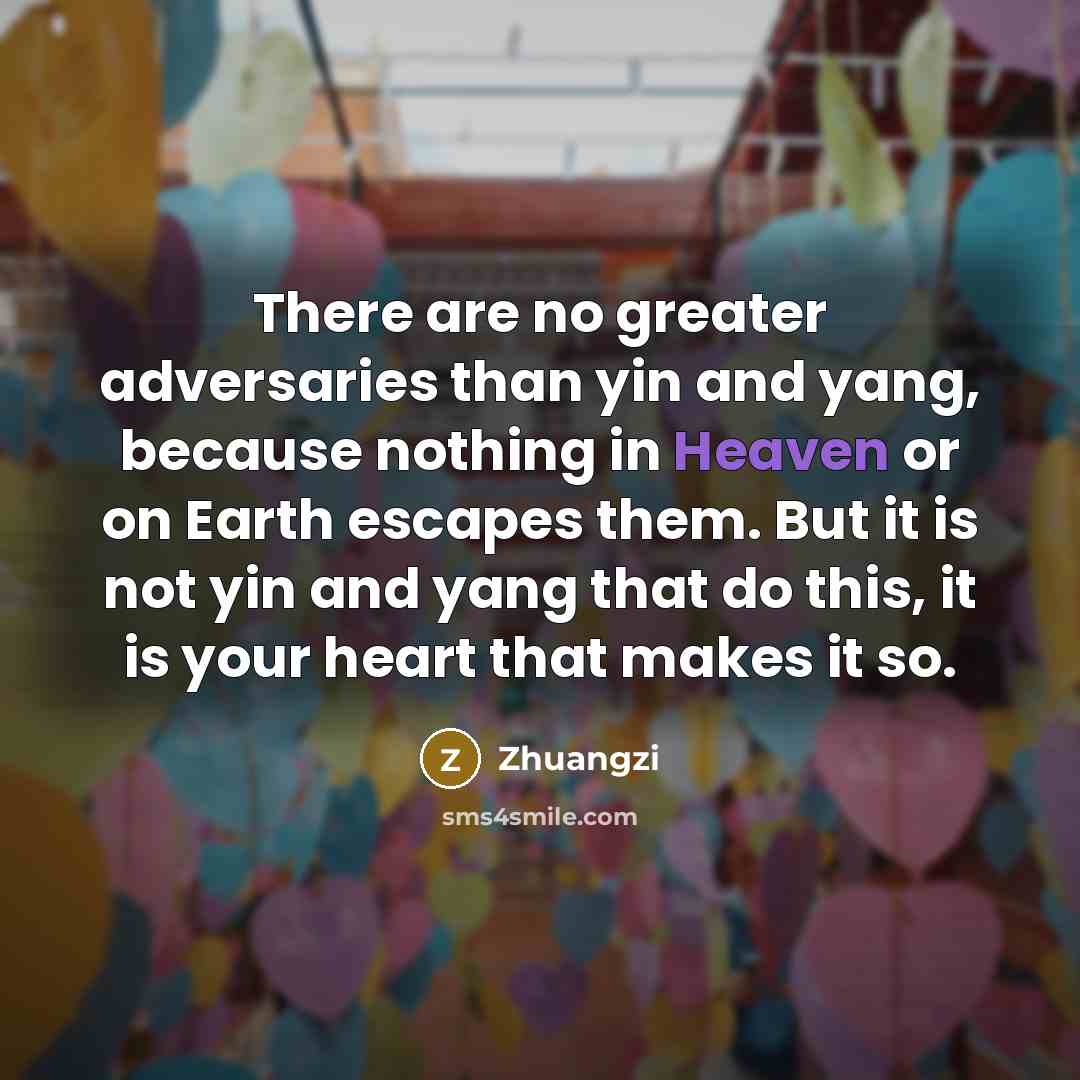 “There are no greater adversaries than yin and yang, because…” quote by Zhuangzi