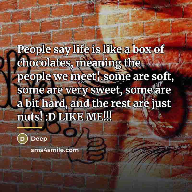 “People say life is like a box of chocolates, meaning…” quote by Deep