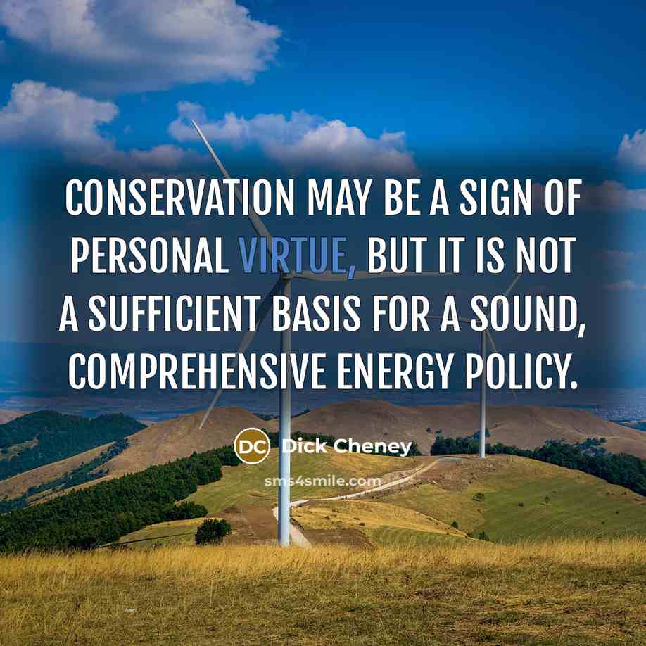 “Conservation may be a sign of personal virtue, but it…” quote by Dick Cheney