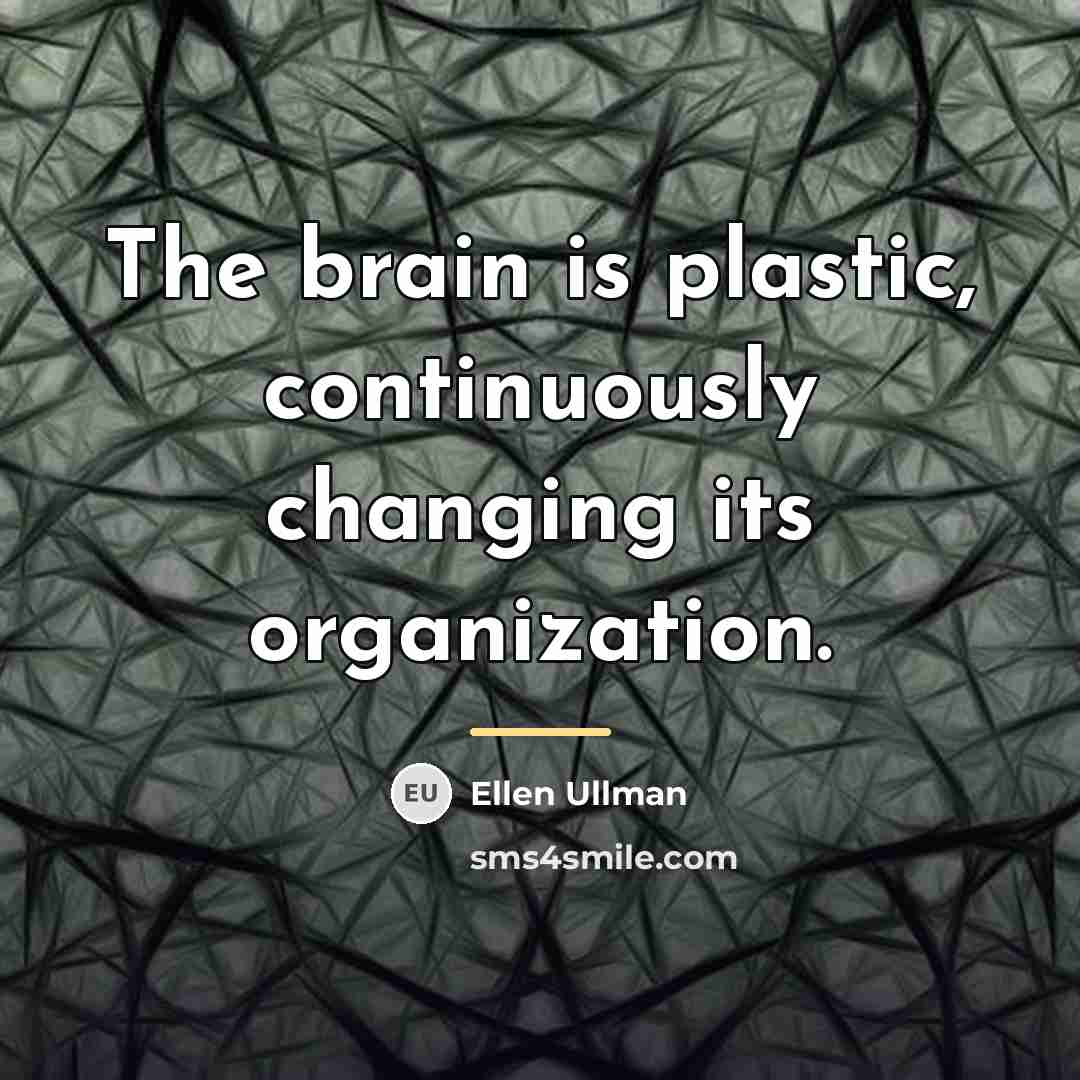 “The brain is plastic, continuously changing its organization.…” quote by Ellen Ullman