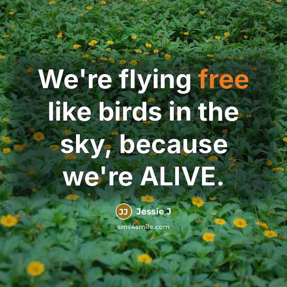 “We're flying free like birds in the sky, because we're…” quote by Jessie J