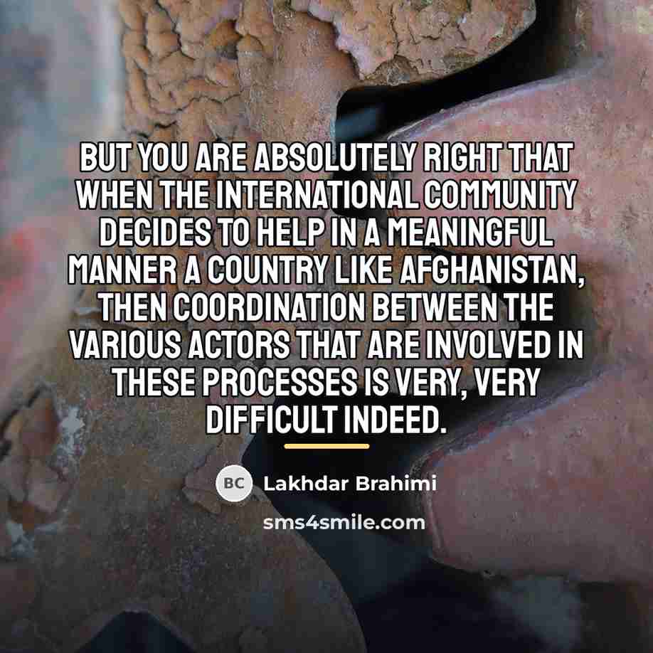 “But you are absolutely right that when the international community…” quote by Lakhdar Brahimi