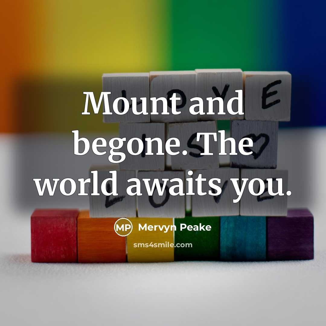 “Mount and begone. The world awaits you.” quote by Mervyn Peake