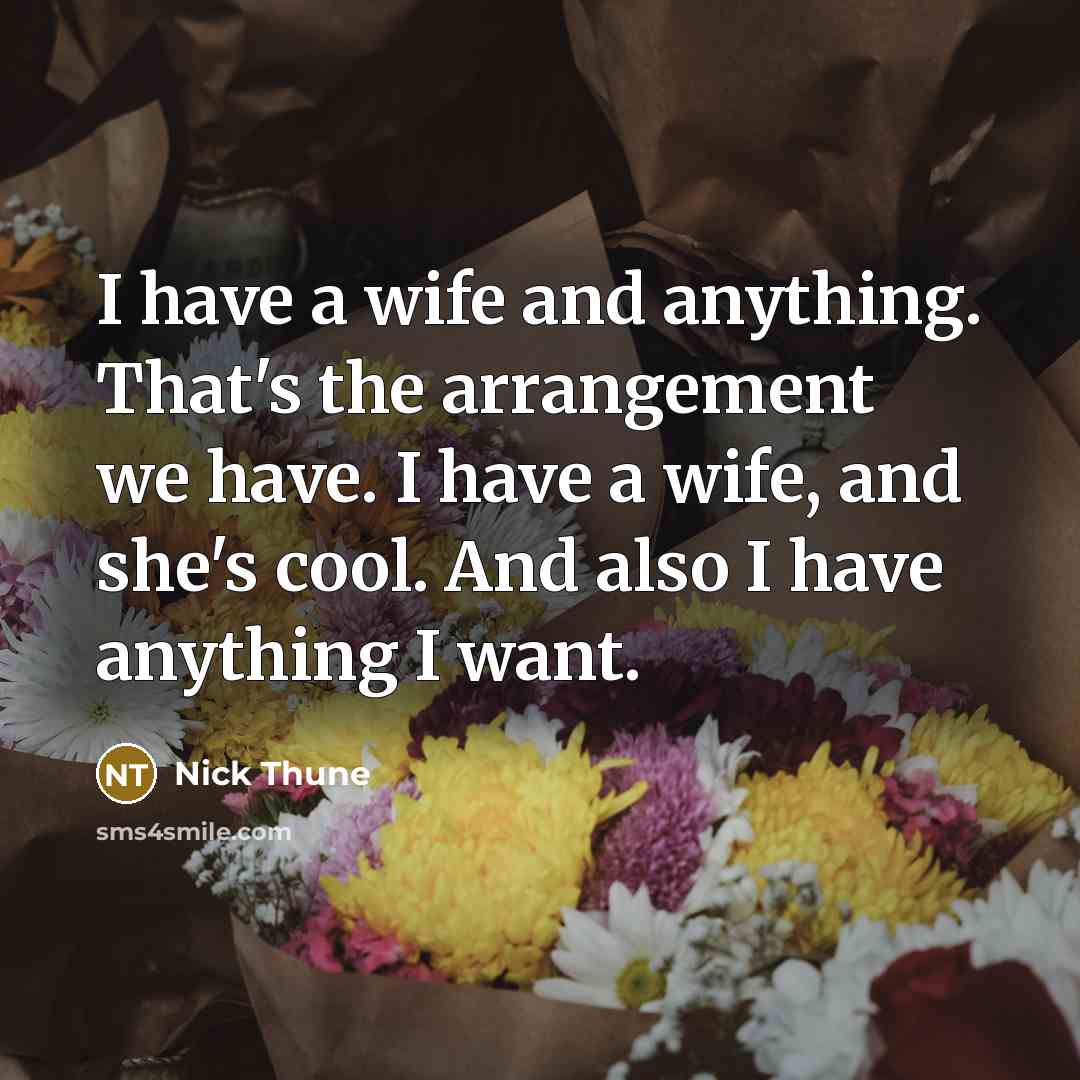 “I have a wife and anything. That's the arrangement we…” quote by Nick Thune
