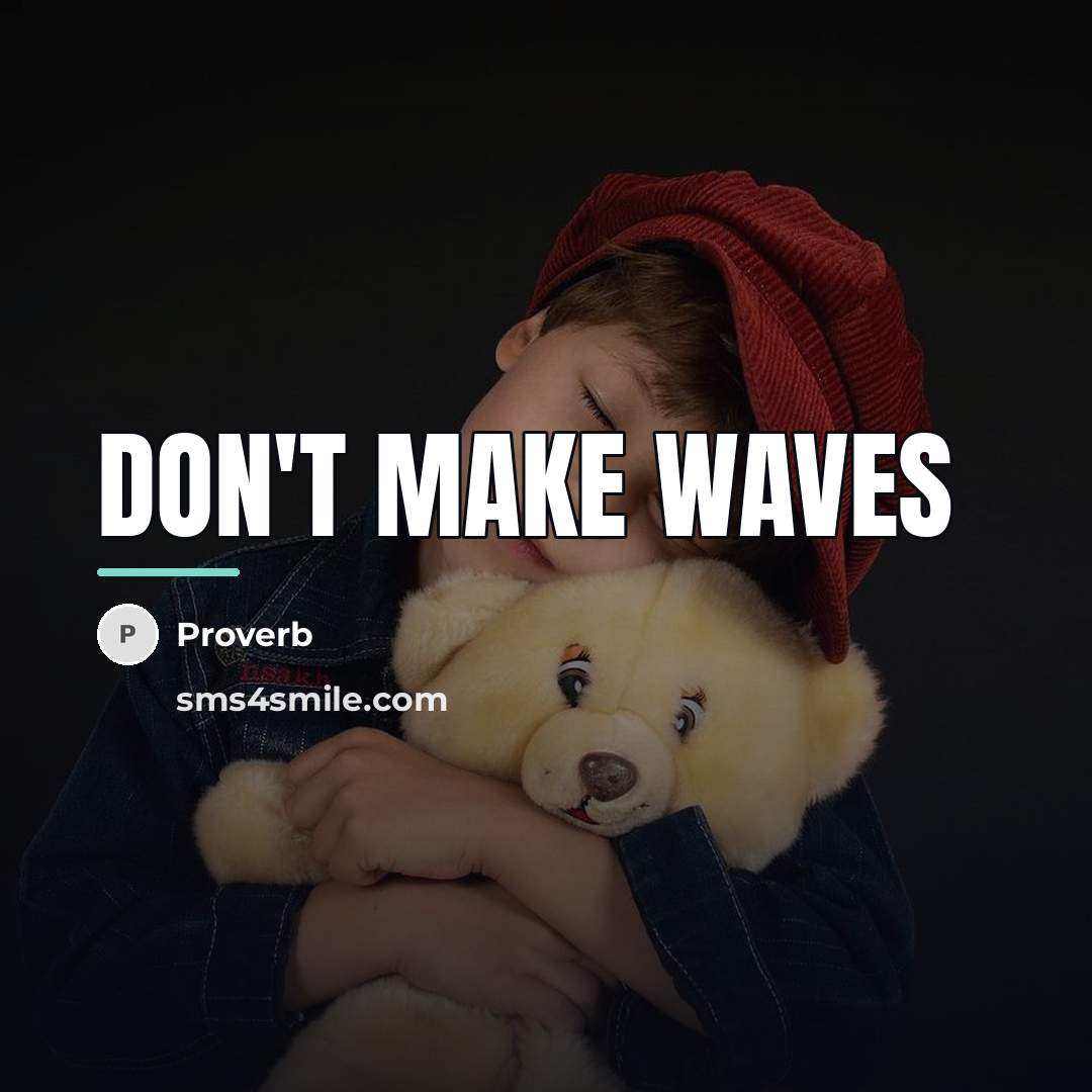 “Don't make waves…” quote by Proverb