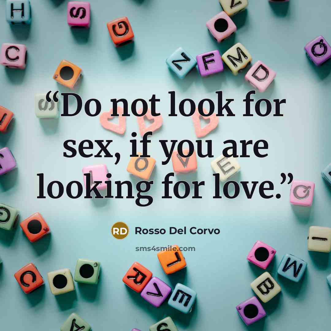 “Do not look for sex, if you are looking for love.” quote by Rosso Del Corvo
