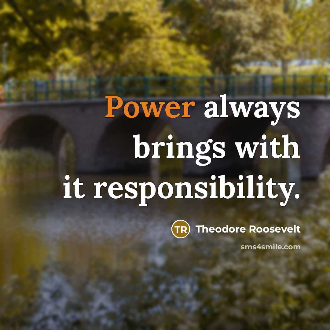 “Power always brings with it responsibility.…” quote by Theodore Roosevelt