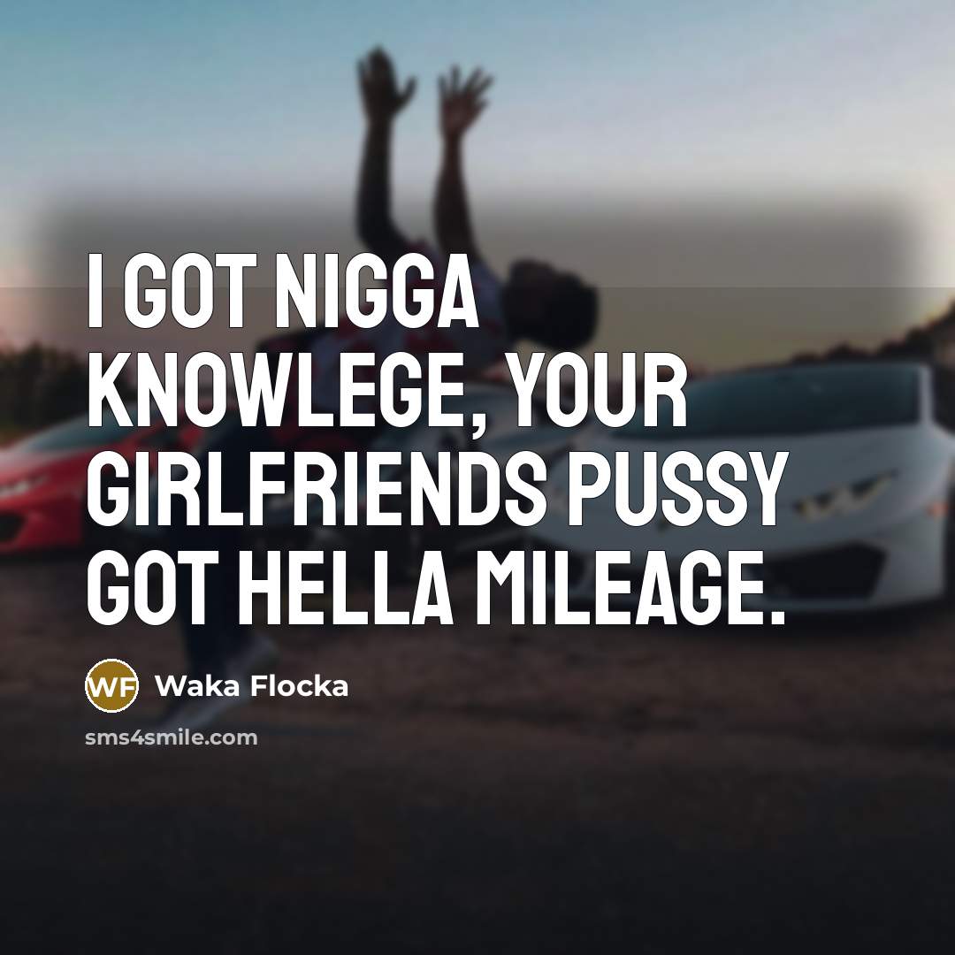 “I got nigga knowlege, your girlfriends pussy got hella mileage.…” quote by Waka Flocka