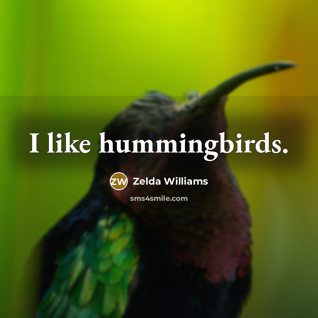 “I like hummingbirds.” quote by Zelda Williams