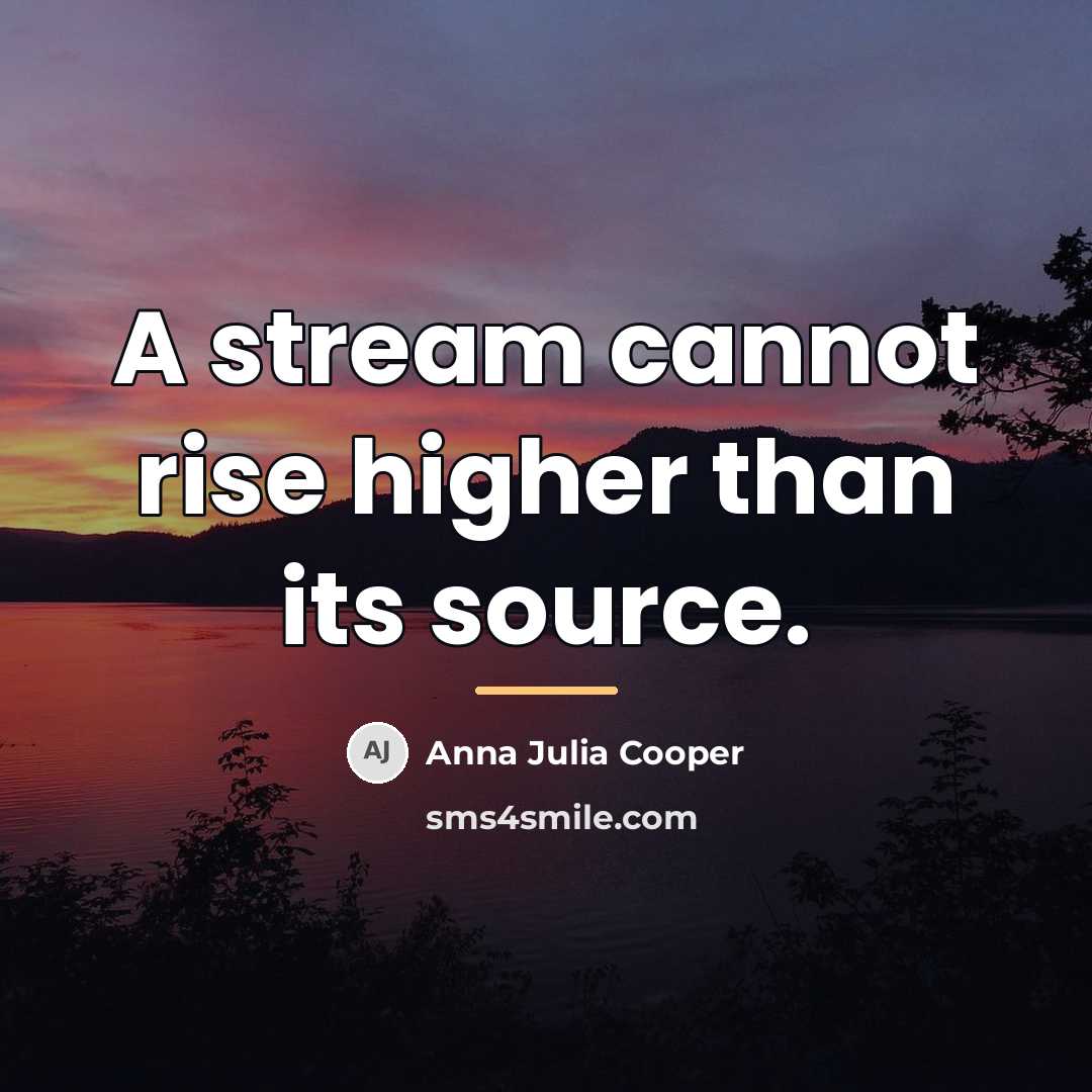 “A stream cannot rise higher than its source.…” quote by Anna Julia Cooper