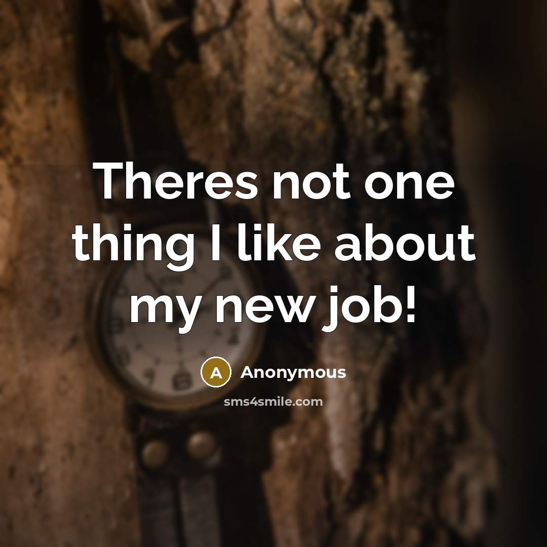 “Theres not one thing I like about my new job!” quote by Anonymous