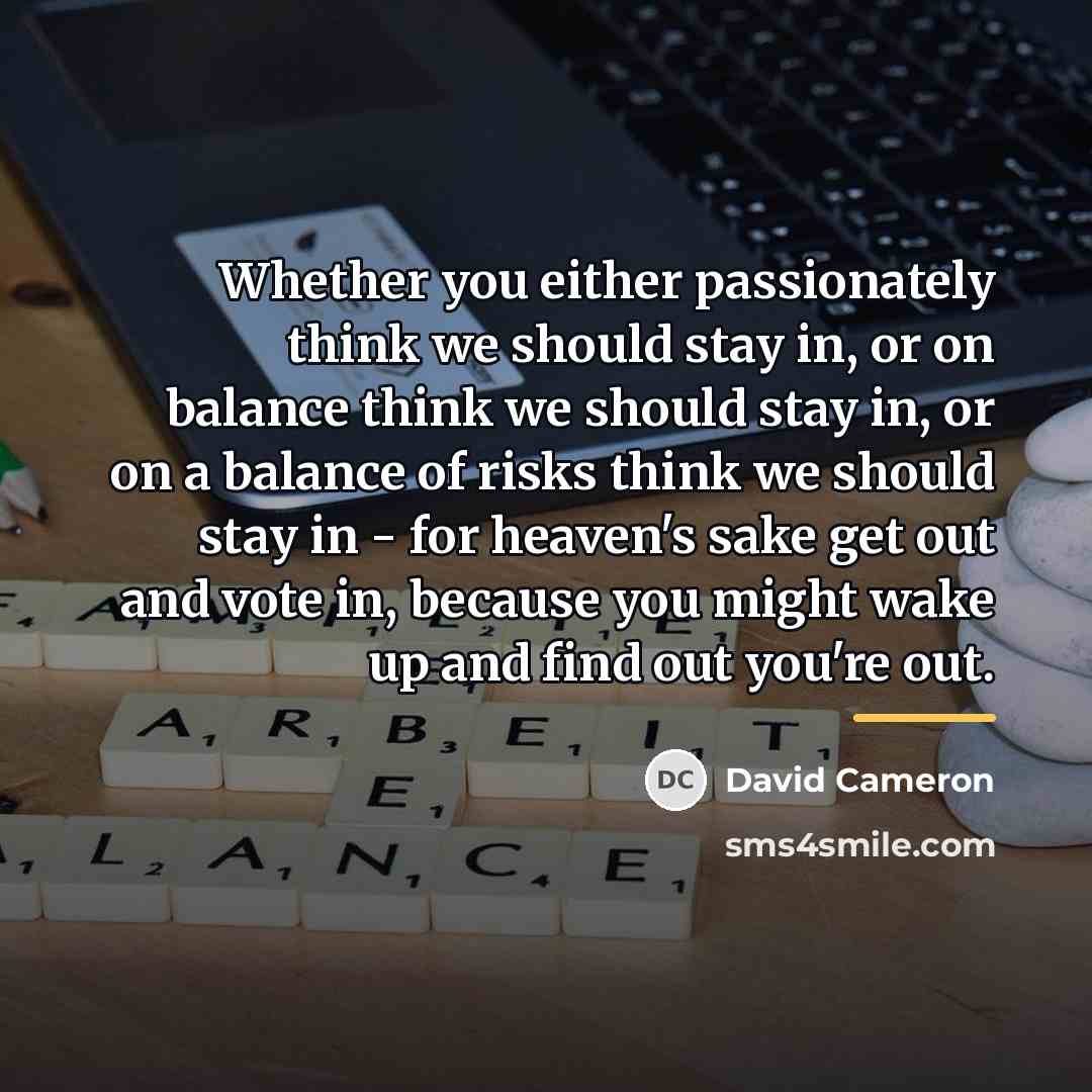 “Whether you either passionately think we should stay in, or…” quote by David Cameron